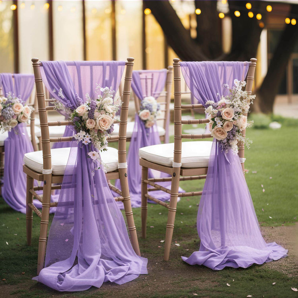 Flowerva Elegant Sheer Wedding Chair Back Sashes