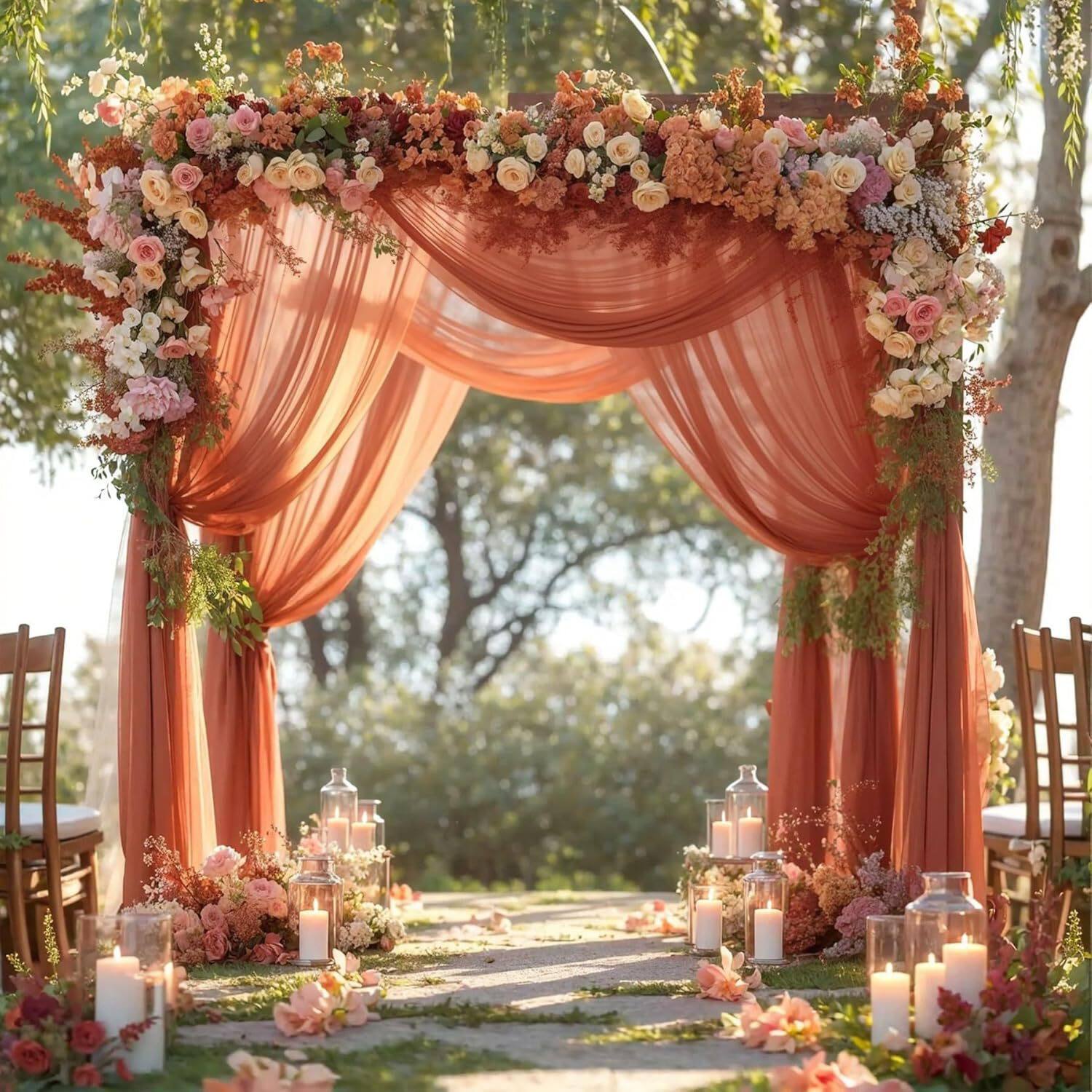 Flowerva  Wedding Arch Draping Fabric - Premium Swiss Voile Sheer Curtai