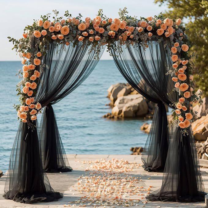 Flowerva  Wedding Arch Draping Fabric - Premium Swiss Voile Sheer Curtai