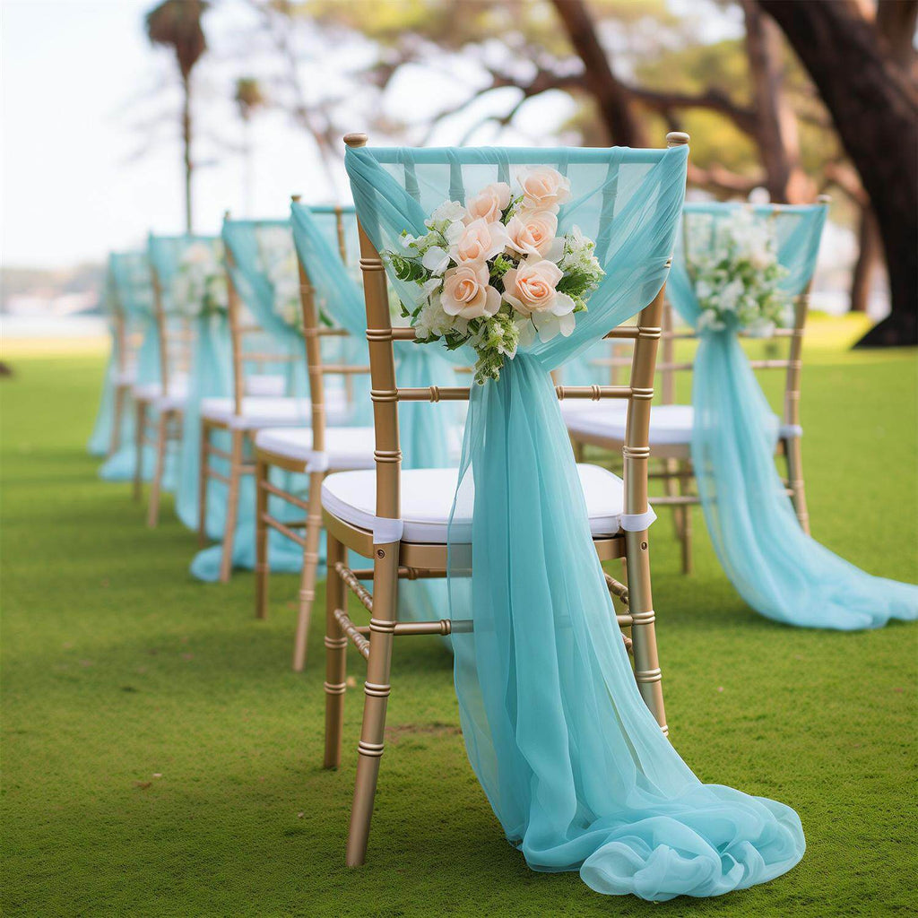 Flowerva Elegant Sheer Wedding Chair Back Sashes