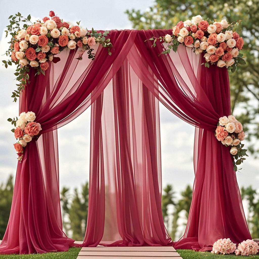 Flowerva  Wedding Arch Draping Fabric - Premium Swiss Voile Sheer Curtai