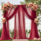 Flowerva  Wedding Arch Draping Fabric - Premium Swiss Voile Sheer Curtai