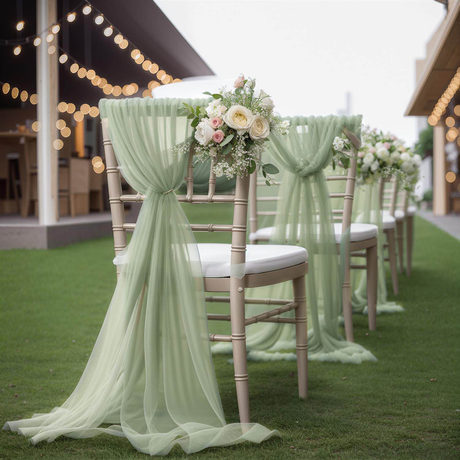 Flowerva Elegant Sheer Wedding Chair Back Sashes