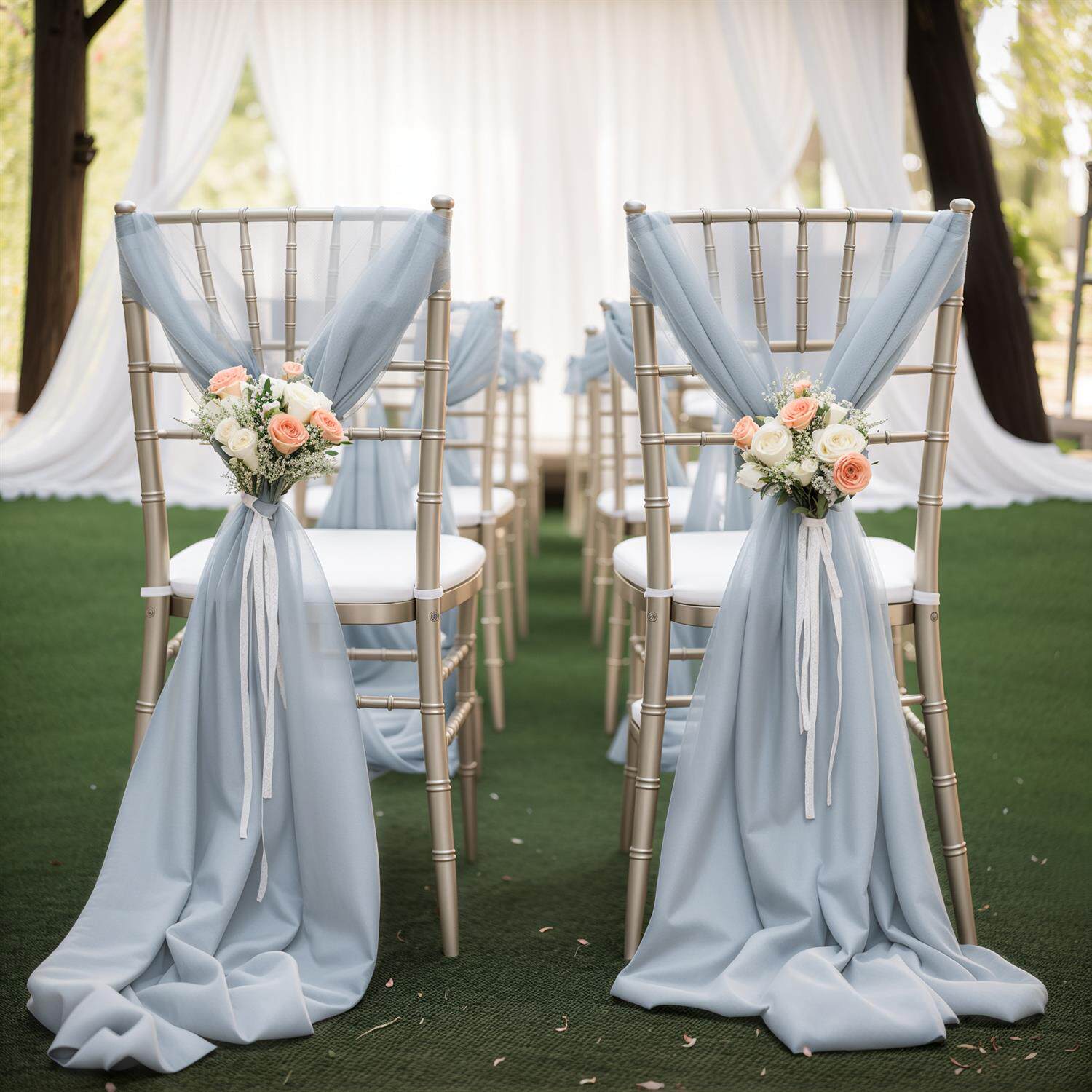 Flowerva Elegant Sheer Wedding Chair Back Sashes