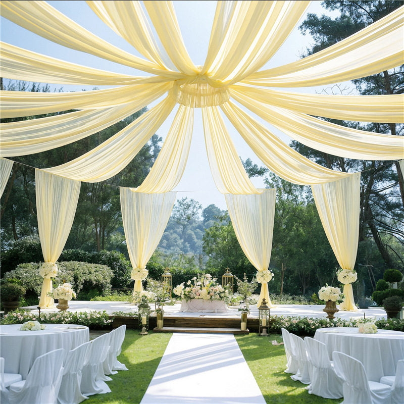 Flowerva  Elegant Chiffon Arch Drapes