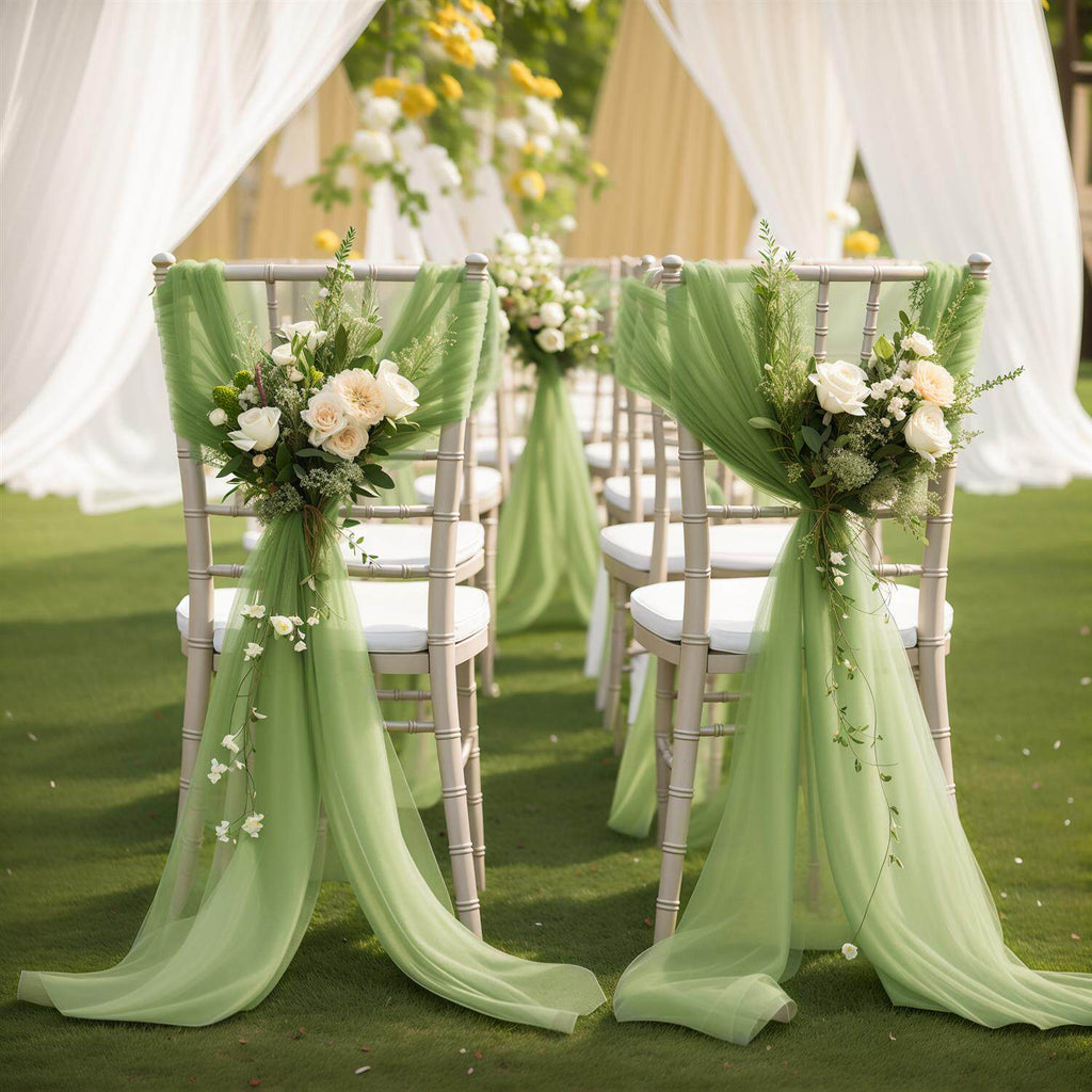 Flowerva Elegant Sheer Wedding Chair Back Sashes