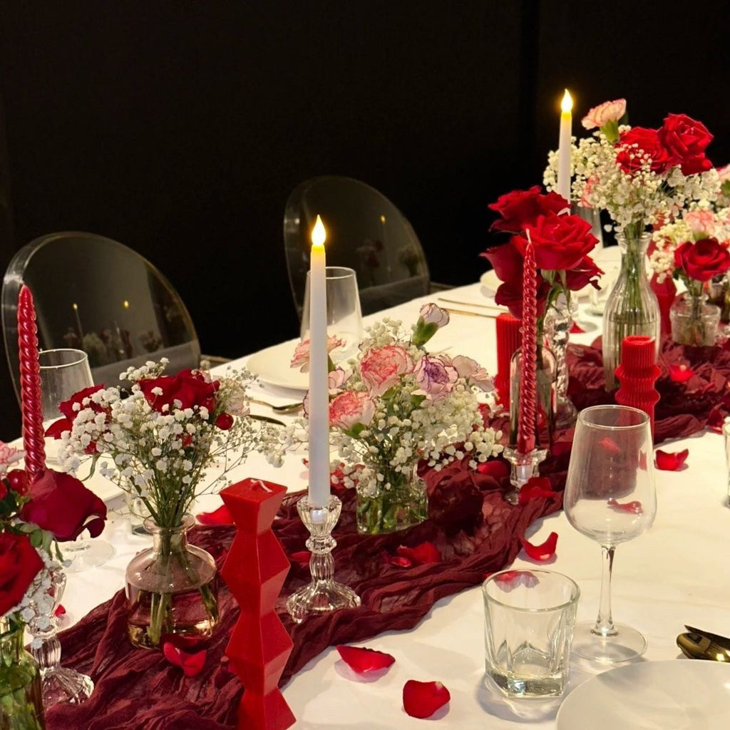 Flowerva Crinkle Cheesecloth Table Runner for Wedding & Party Decor