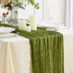 Flowerva Crinkle Cheesecloth Table Runner for Wedding & Party Decor