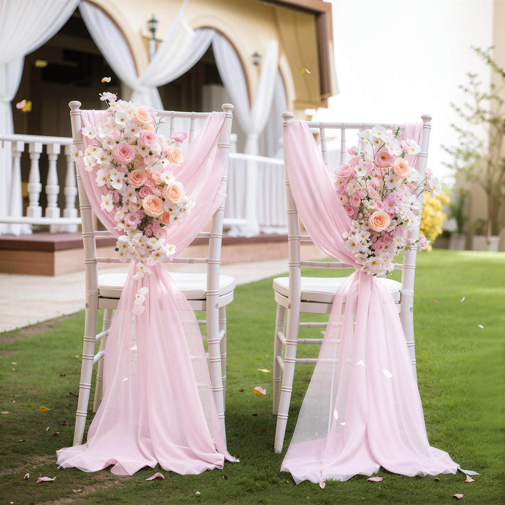 Flowerva Elegant Sheer Wedding Chair Back Sashes
