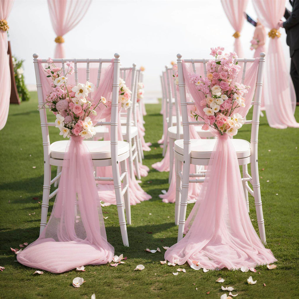 Flowerva Elegant Sheer Wedding Chair Back Sashes