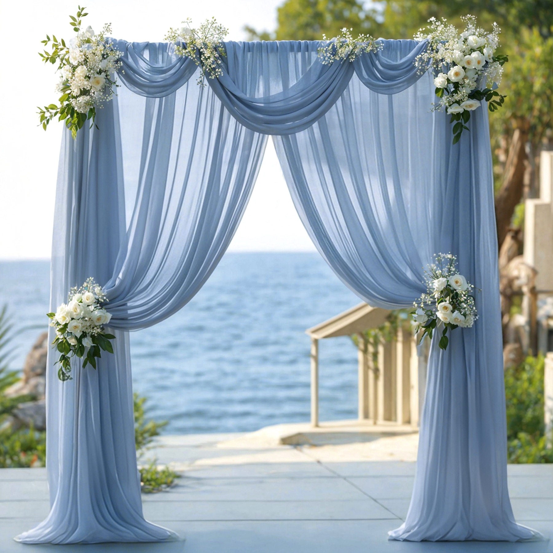 Flowerva  Wedding Arch Draping Fabric - Premium Swiss Voile Sheer Curtai