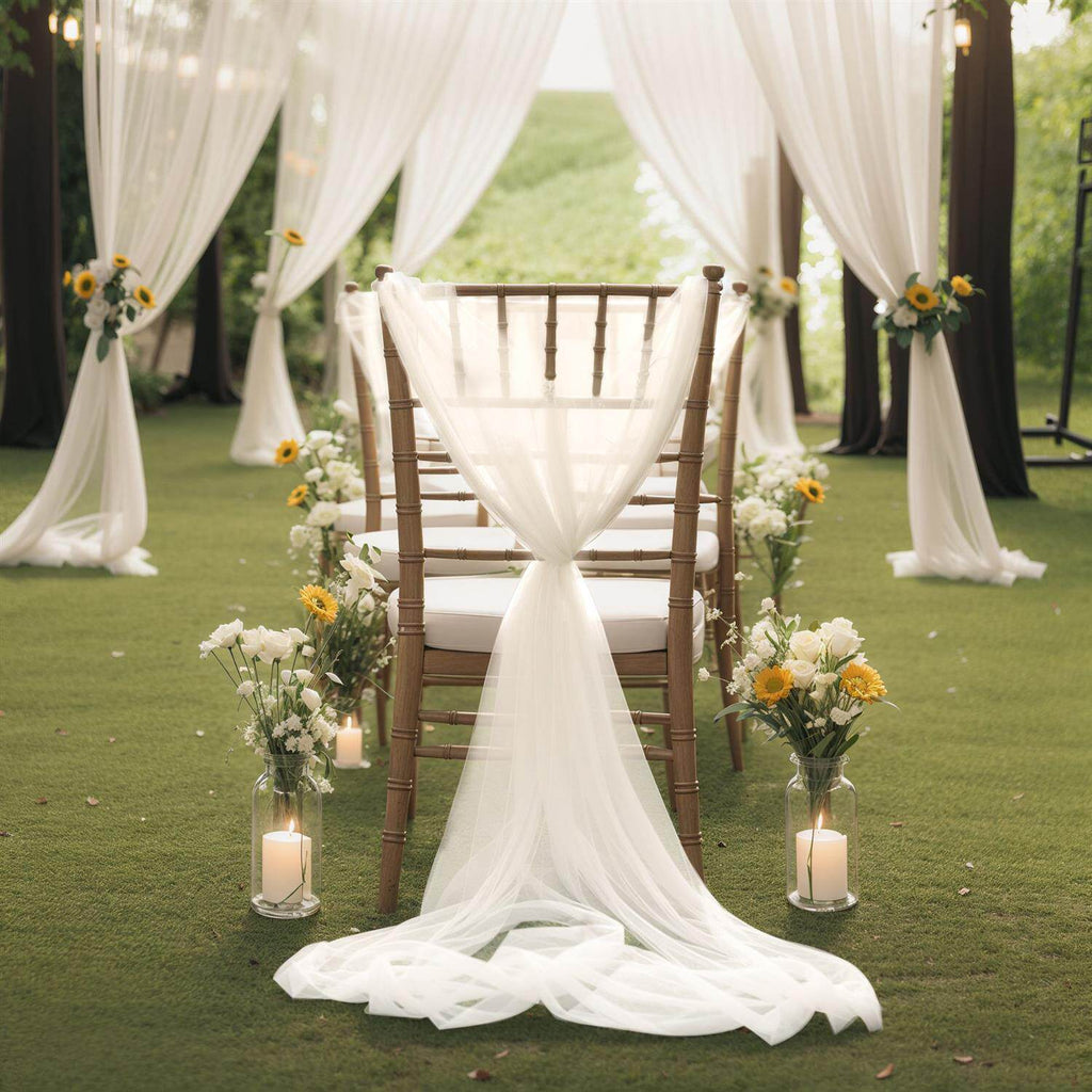 Flowerva Elegant Sheer Wedding Chair Back Sashes