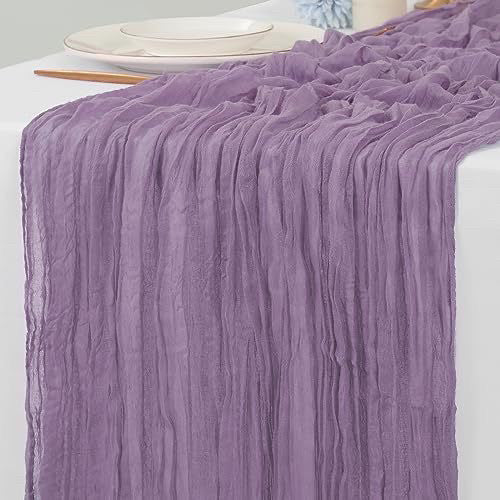 Flowerva Crinkle Cheesecloth Table Runner for Wedding & Party Decor