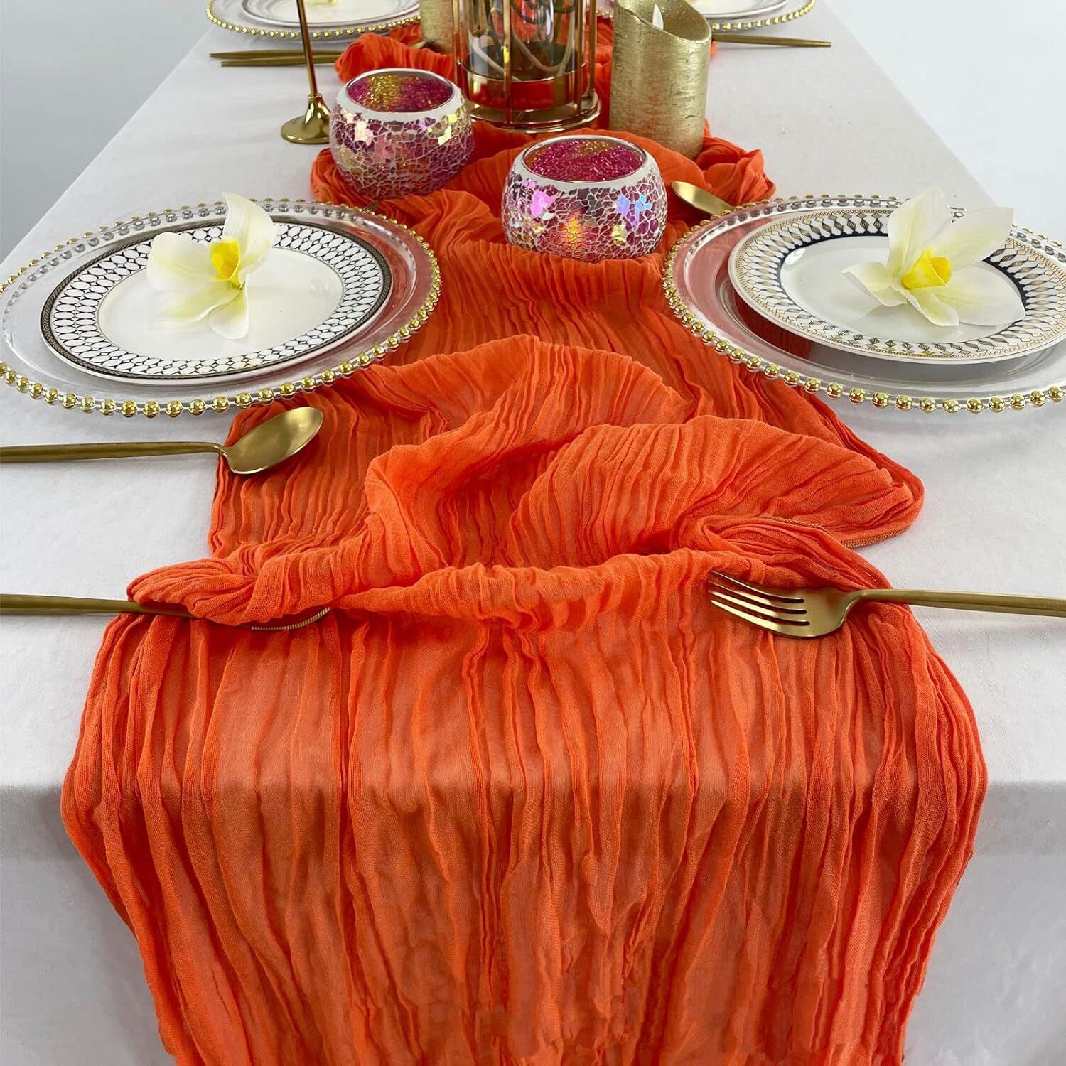 Flowerva  Lace Table Runner — Ideal for Dessert Tables, Weddings, Birthdays, Restaurants, and Draped Table Settings