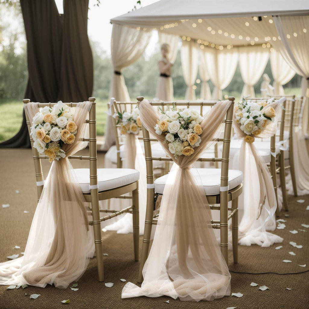 Flowerva Elegant Sheer Wedding Chair Back Sashes