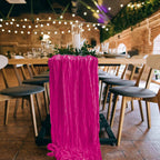 Flowerva Crinkle Cheesecloth Table Runner for Wedding & Party Decor