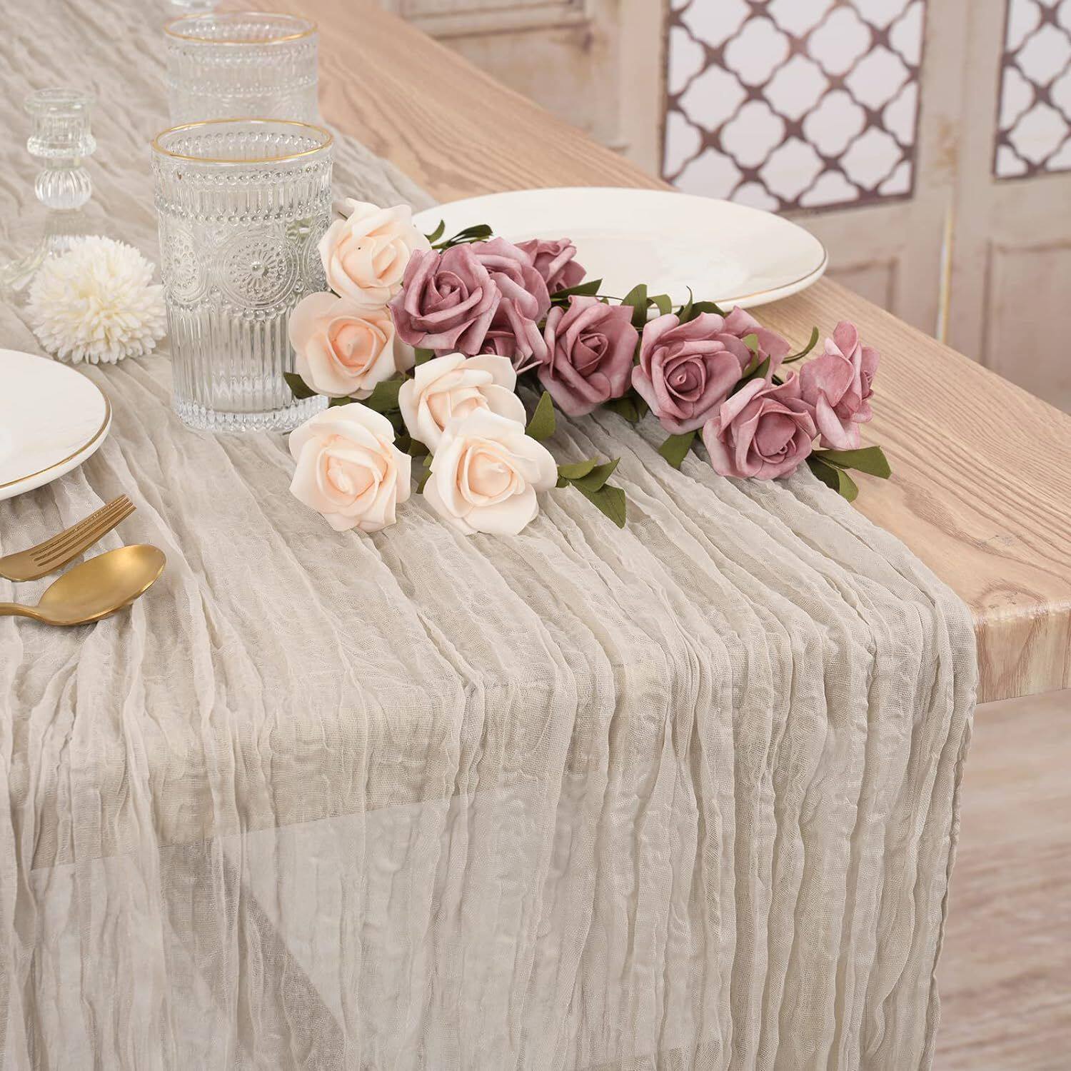 Flowerva  Lace Table Runner — Ideal for Dessert Tables, Weddings, Birthdays, Restaurants, and Draped Table Settings
