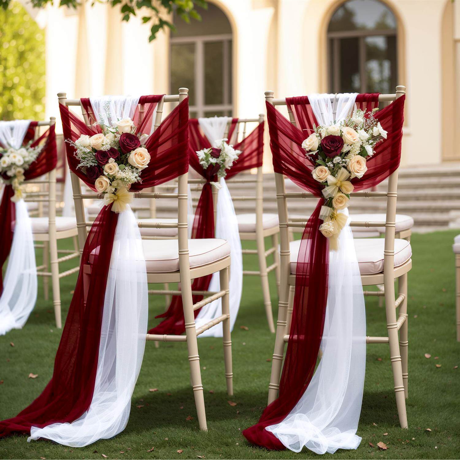 Flowerva Elegant Sheer Wedding Chair Back Sashes