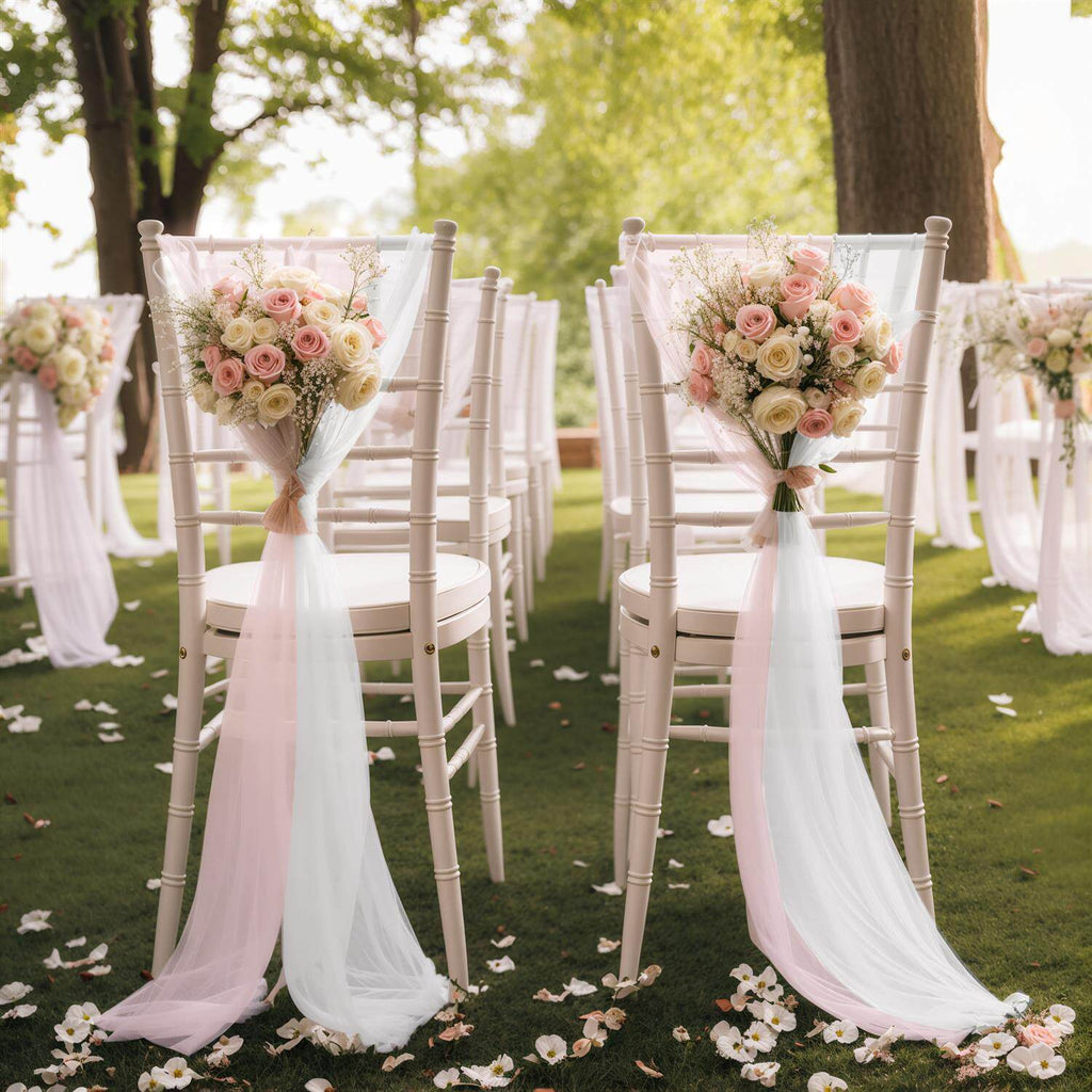 Flowerva Elegant Sheer Wedding Chair Back Sashes