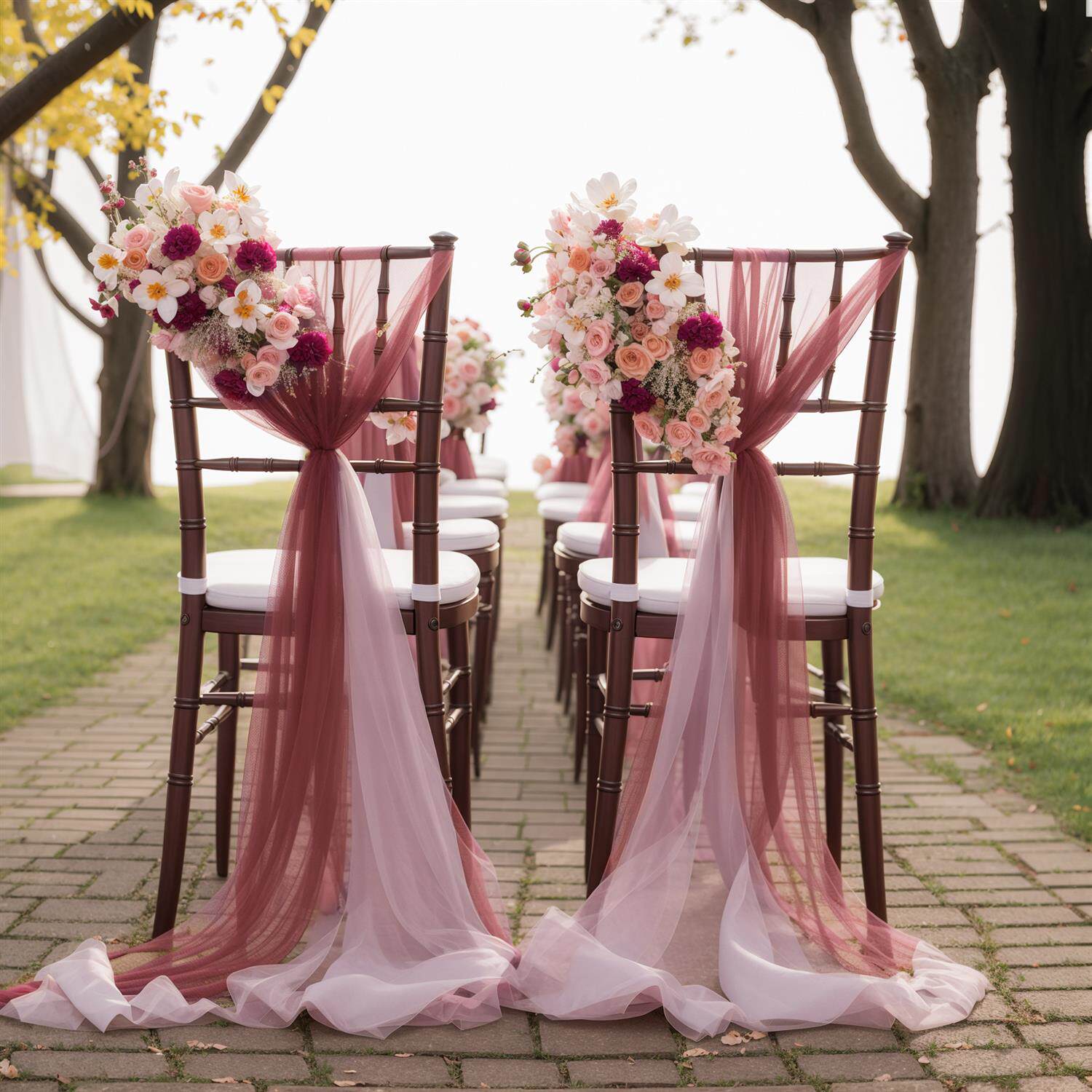 Flowerva Elegant Sheer Wedding Chair Back Sashes