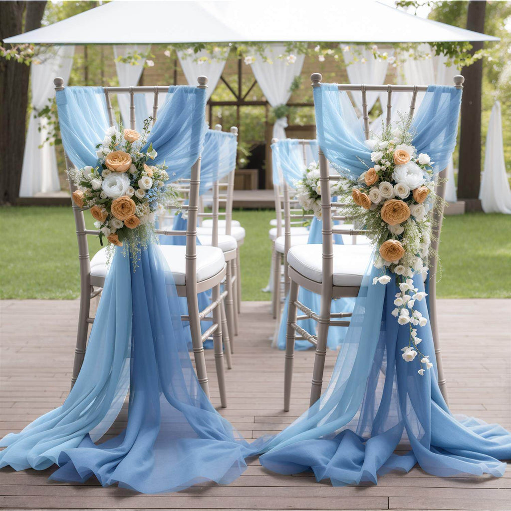 Flowerva Elegant Sheer Wedding Chair Back Sashes