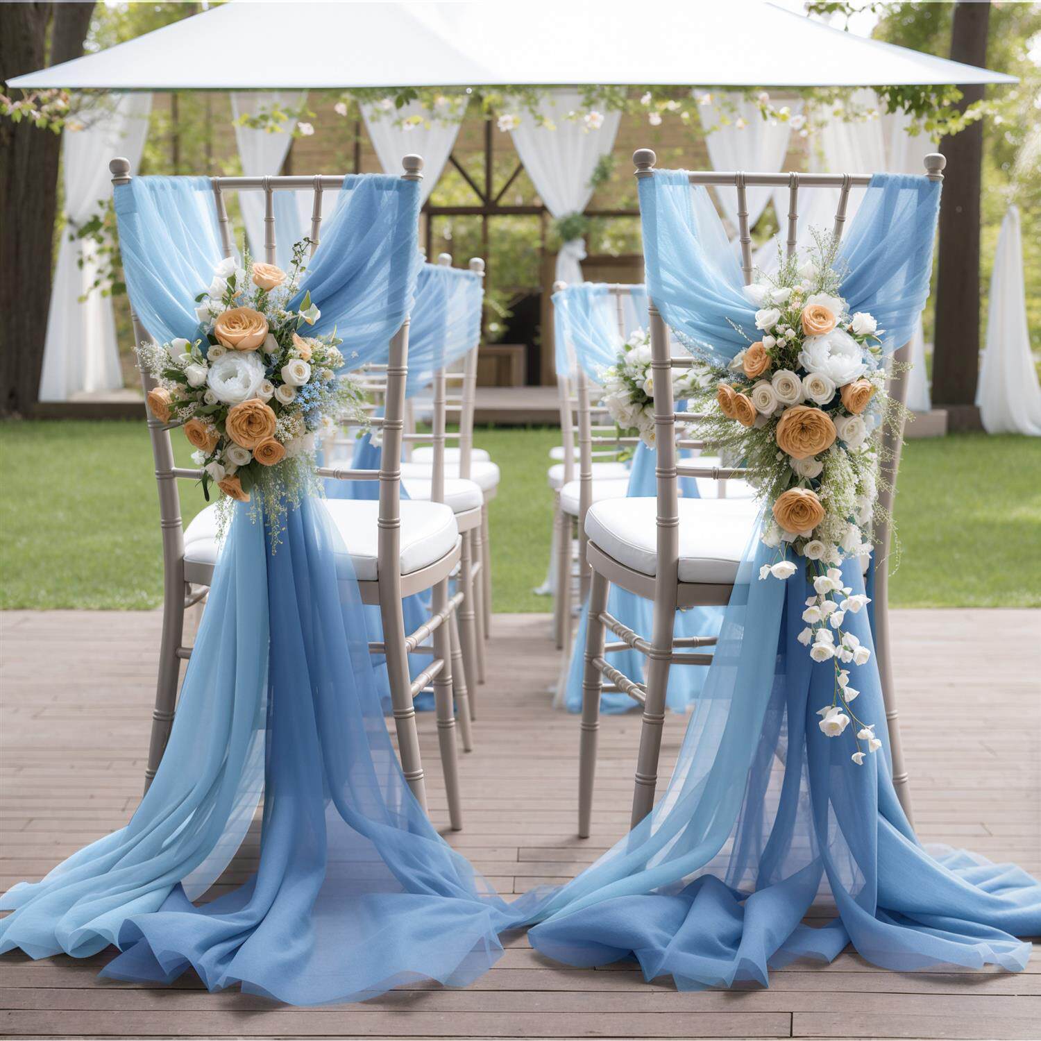 Flowerva Elegant Sheer Wedding Chair Back Sashes