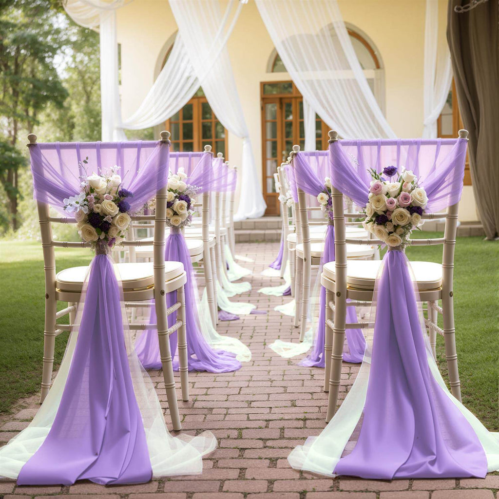 Flowerva Elegant Sheer Wedding Chair Back Sashes
