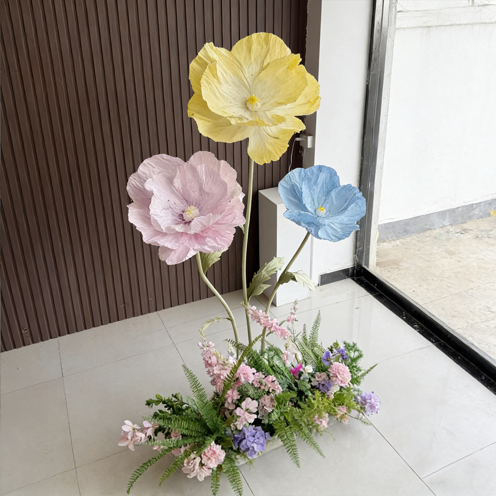 Flowerva Luxe Couture Ruffled Poppy Art Installation – Sunny Trio Set