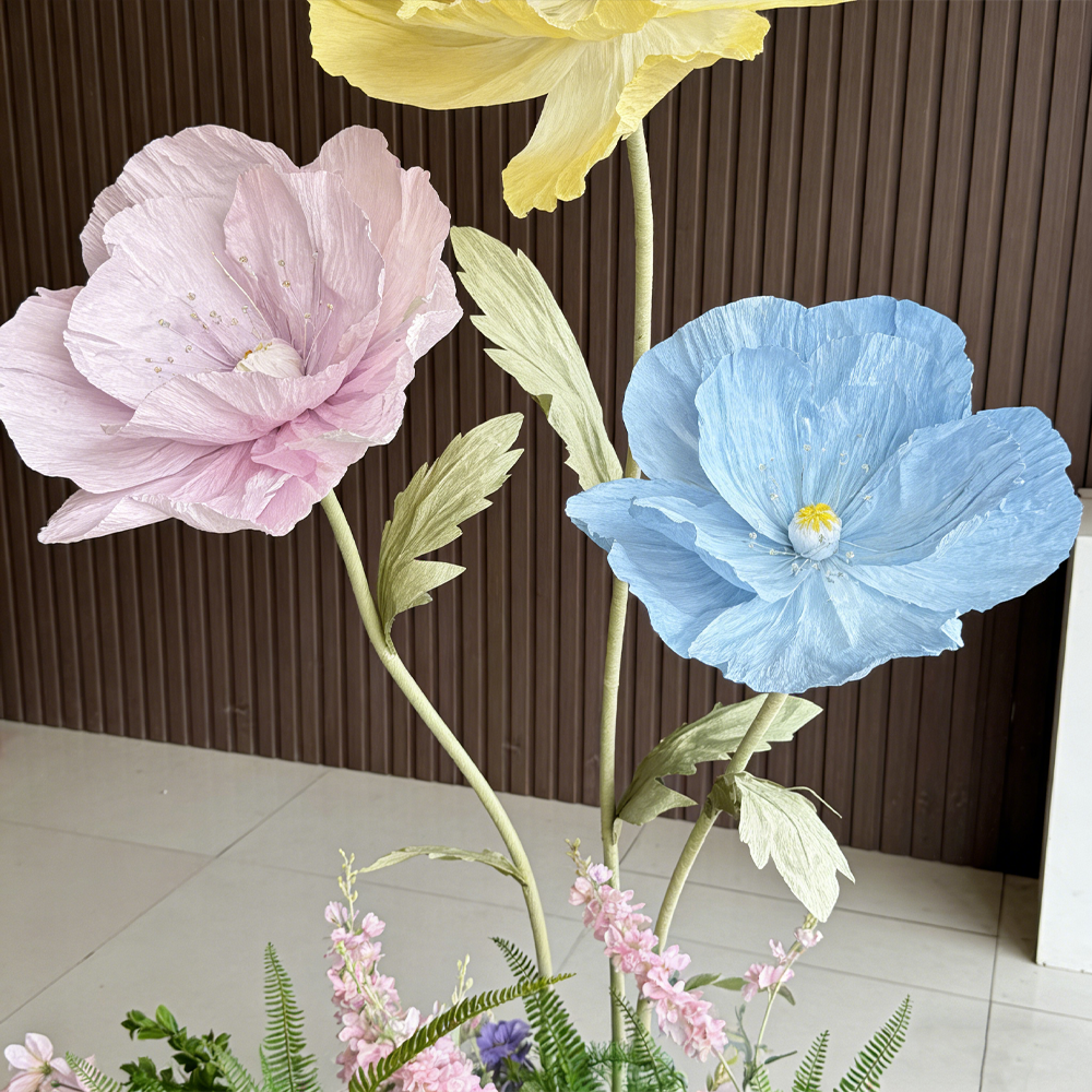 Flowerva Luxe Couture Ruffled Poppy Art Installation – Sunny Trio Set