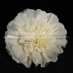 Flowerva Silvery-White Shimmer Ruffled Fabric Flower