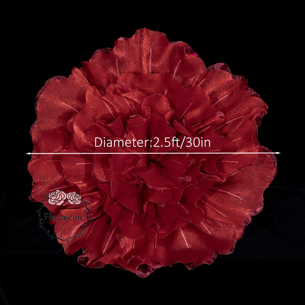 Flowerva Silvery-White Shimmer Ruffled Fabric Flower
