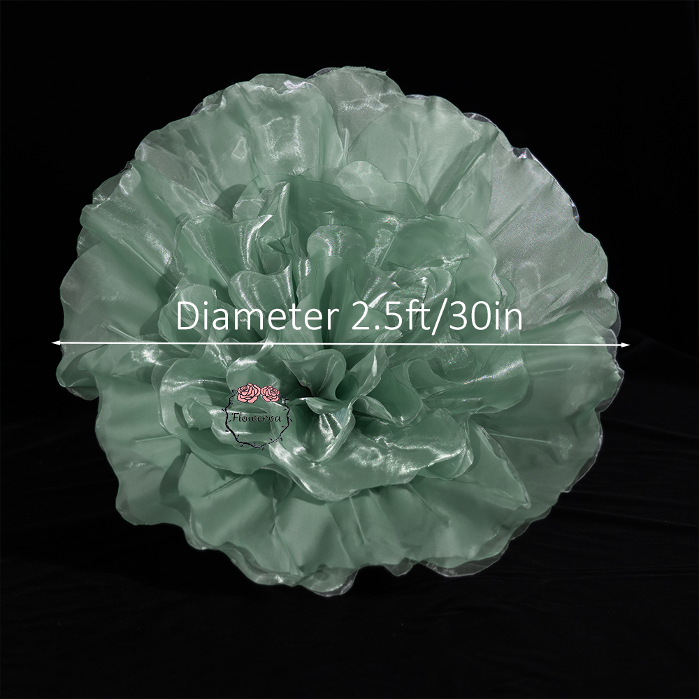 Flowerva Silvery-White Shimmer Ruffled Fabric Flower