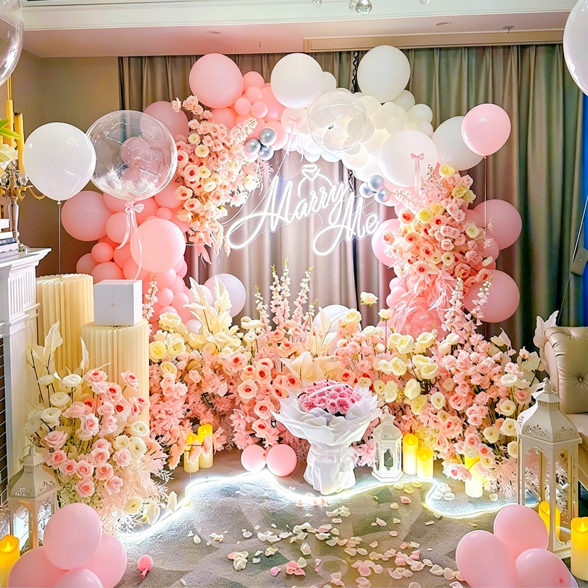 Flowerva Indoor Marriage Proposal Scene Decoration Balloon Set