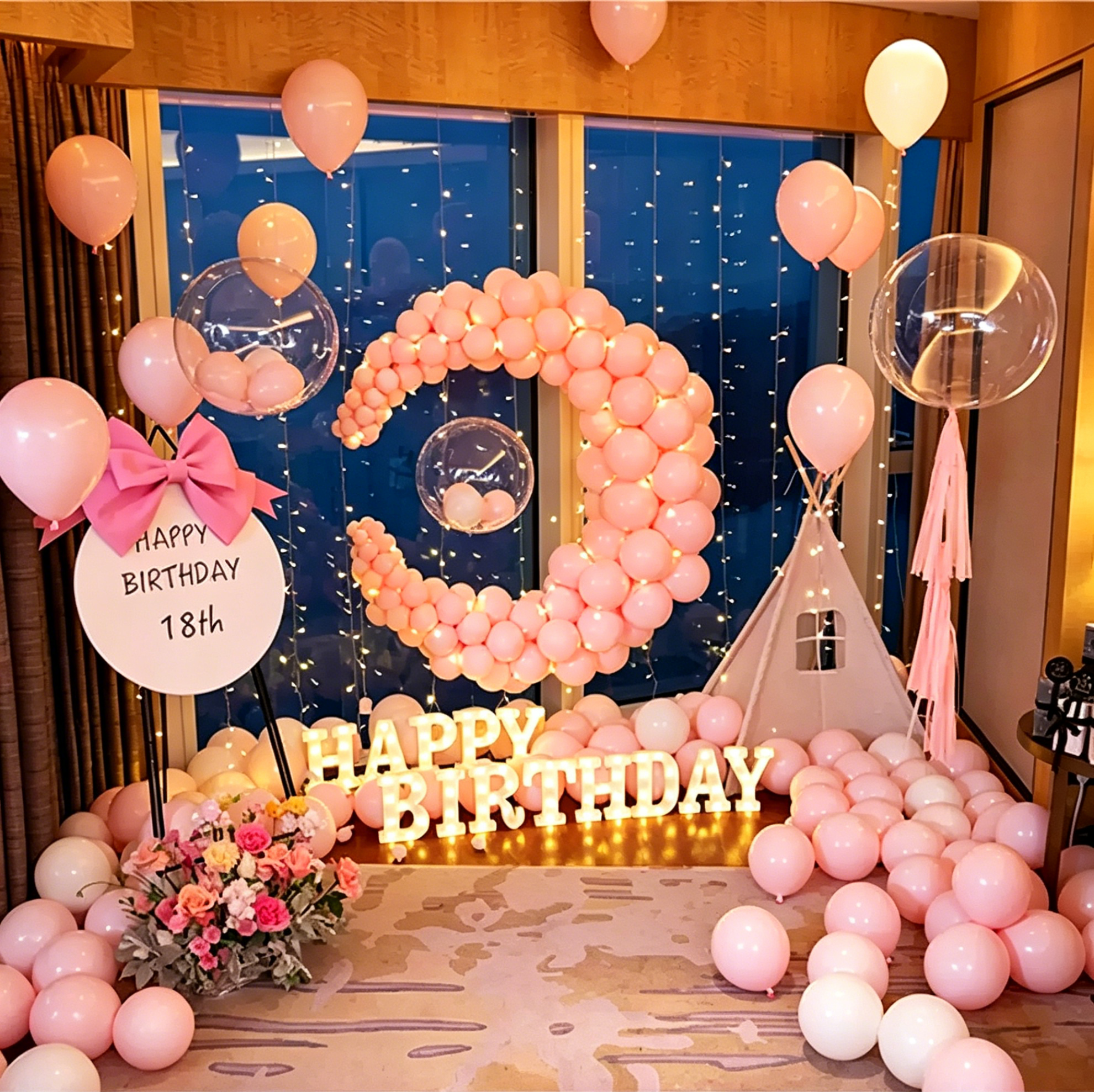 Flowerva Birthday Party Balloon Decoration Scene Set