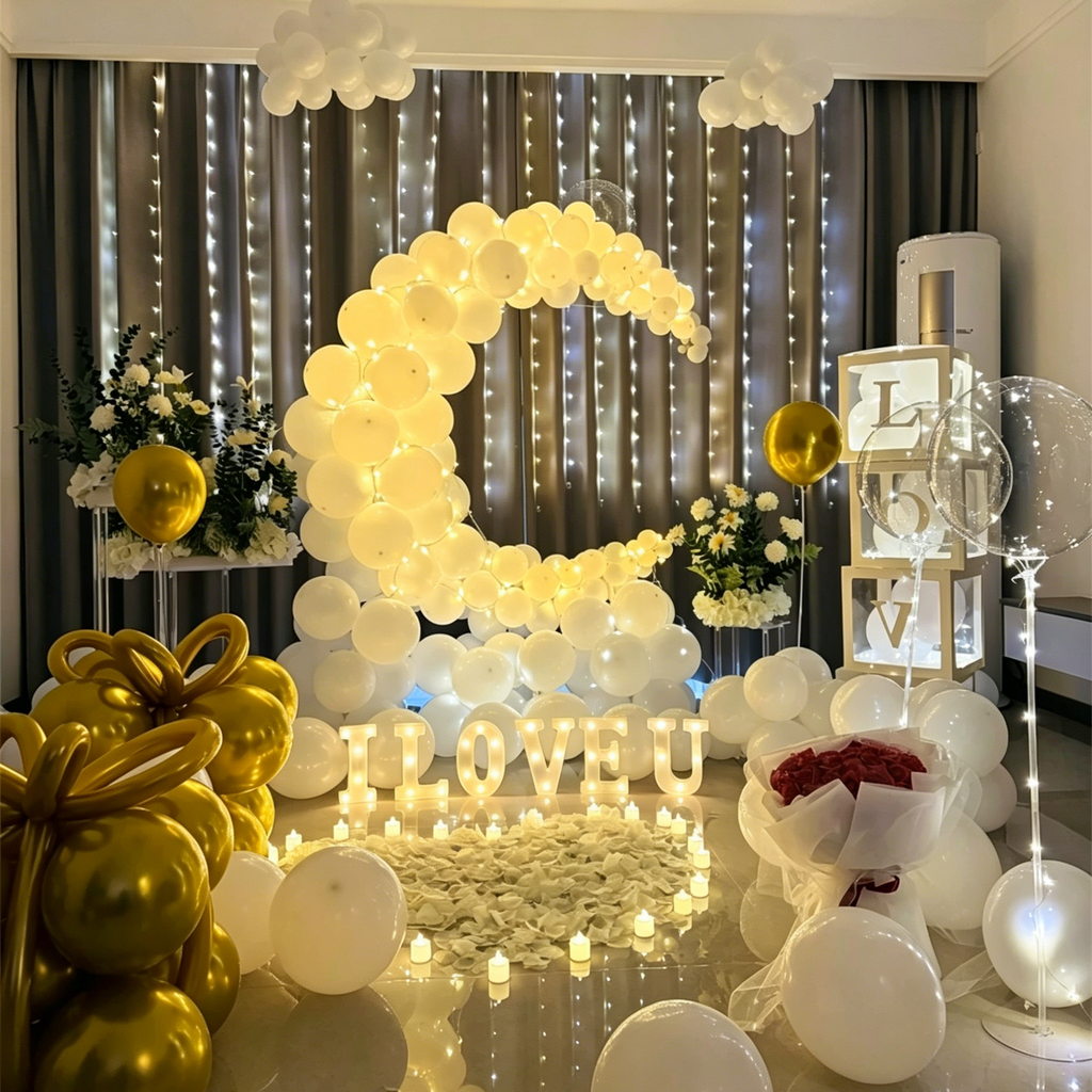 Flowerva Romantic Balloon Decor Kit for Proposal & Confession