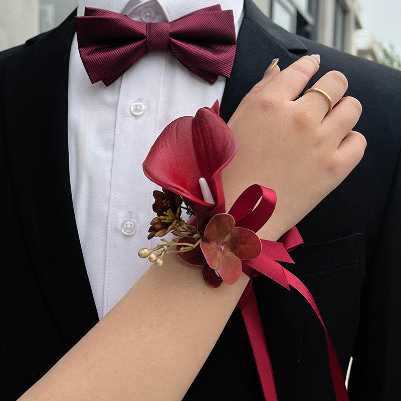 Burgundy Vintage Calla Lily Boutonnière