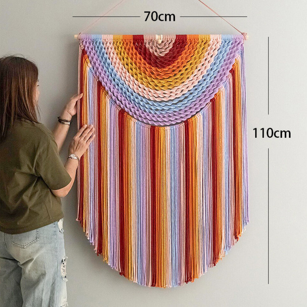 Boho Chic Macramé Woven Wall Art with Fringe Accents