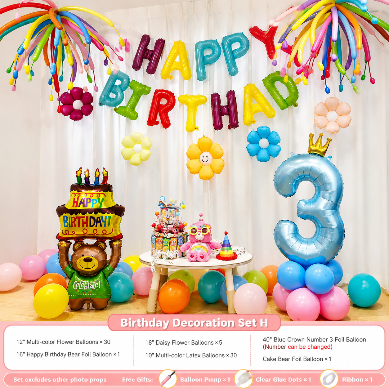 Flowerva Kids Birthday Party Balloon Decorations Scene Layout Set