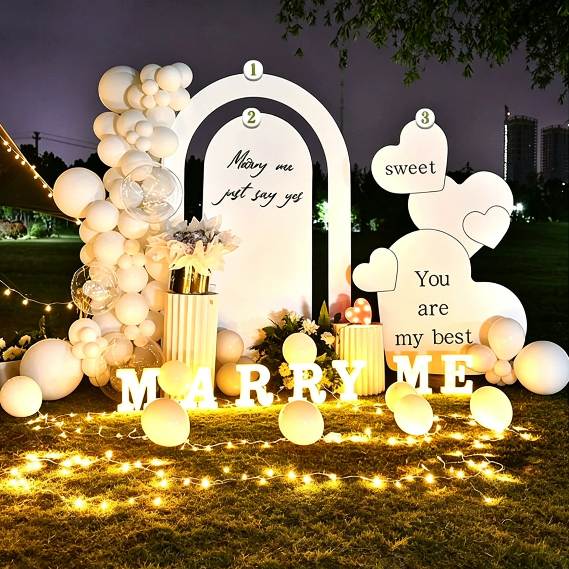 Flowerva Romantic Proposal & Valentine’s Day Confession Balloon Kit with Custom KT Backdrop Decor