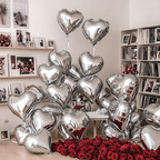Flowerva 18-inch Pink Silver Heart Foil Balloon for Wedding Birthday Party Decoration
