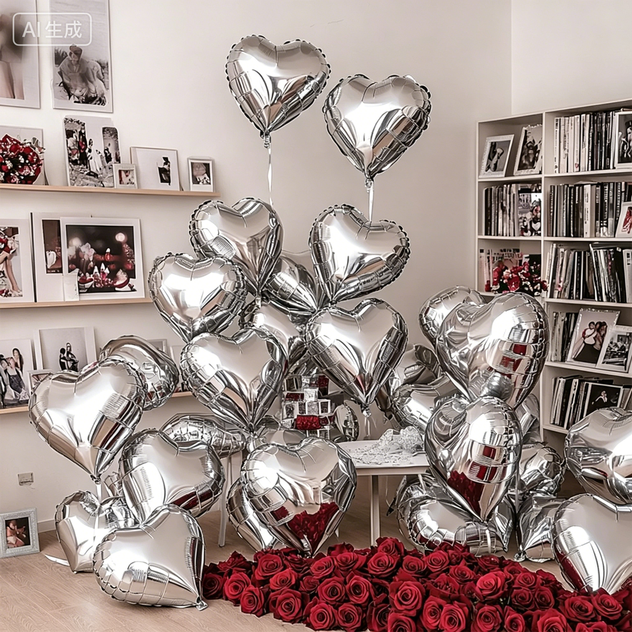 Flowerva 18-inch Pink Silver Heart Foil Balloon for Wedding Birthday Party Decoration