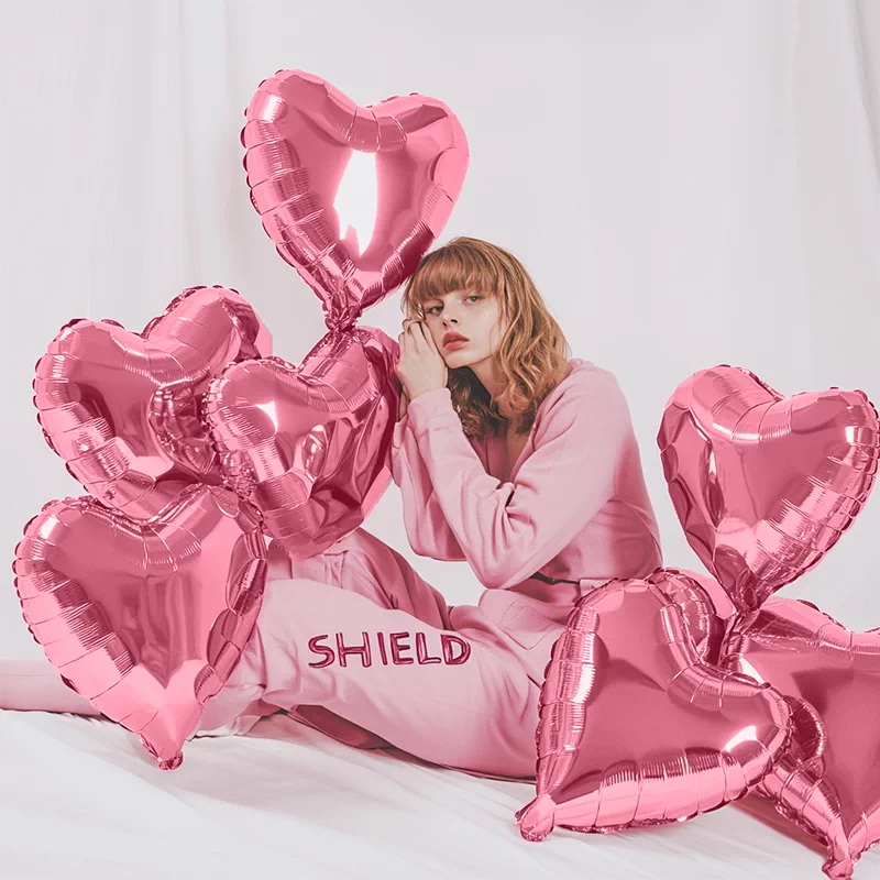 Flowerva 18-inch Pink Silver Heart Foil Balloon for Wedding Birthday Party Decoration