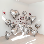 Flowerva 18-inch Pink Silver Heart Foil Balloon for Wedding Birthday Party Decoration
