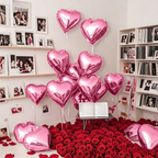 Flowerva 18-inch Pink Silver Heart Foil Balloon for Wedding Birthday Party Decoration