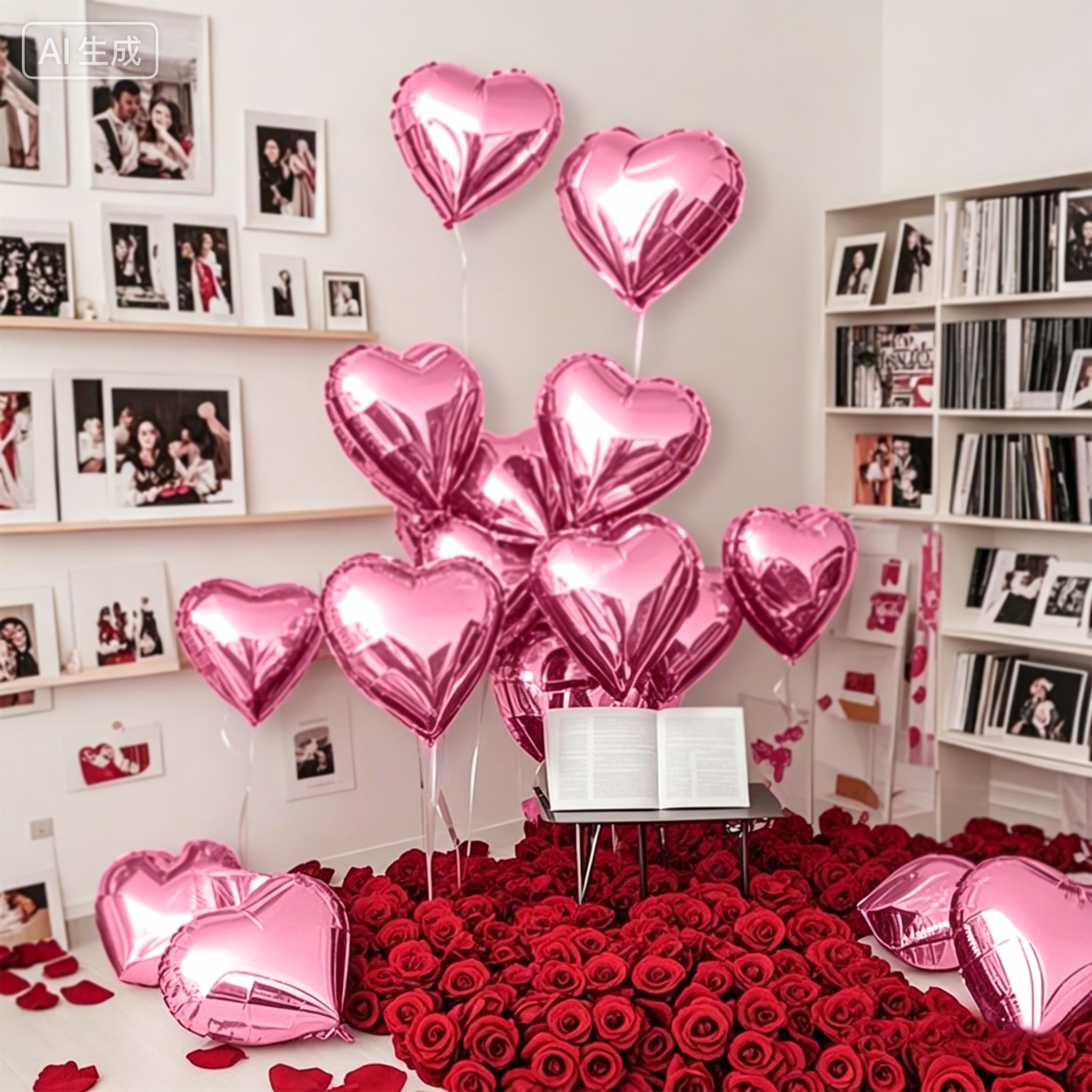 Flowerva 18-inch Pink Silver Heart Foil Balloon for Wedding Birthday Party Decoration
