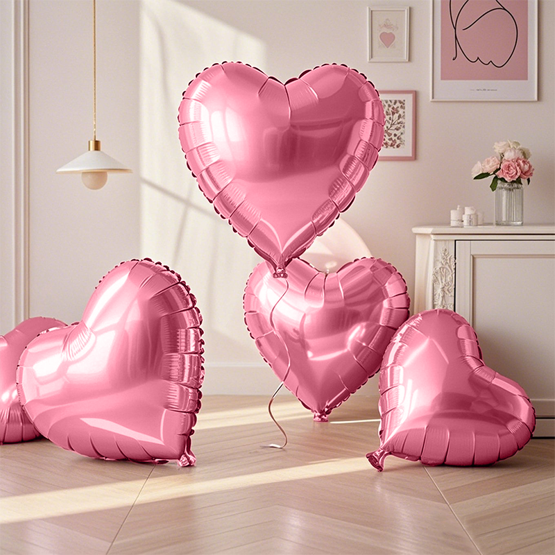 Flowerva 18-inch Pink Silver Heart Foil Balloon for Wedding Birthday Party Decoration