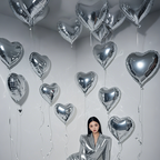 Flowerva 18-inch Pink Silver Heart Foil Balloon for Wedding Birthday Party Decoration